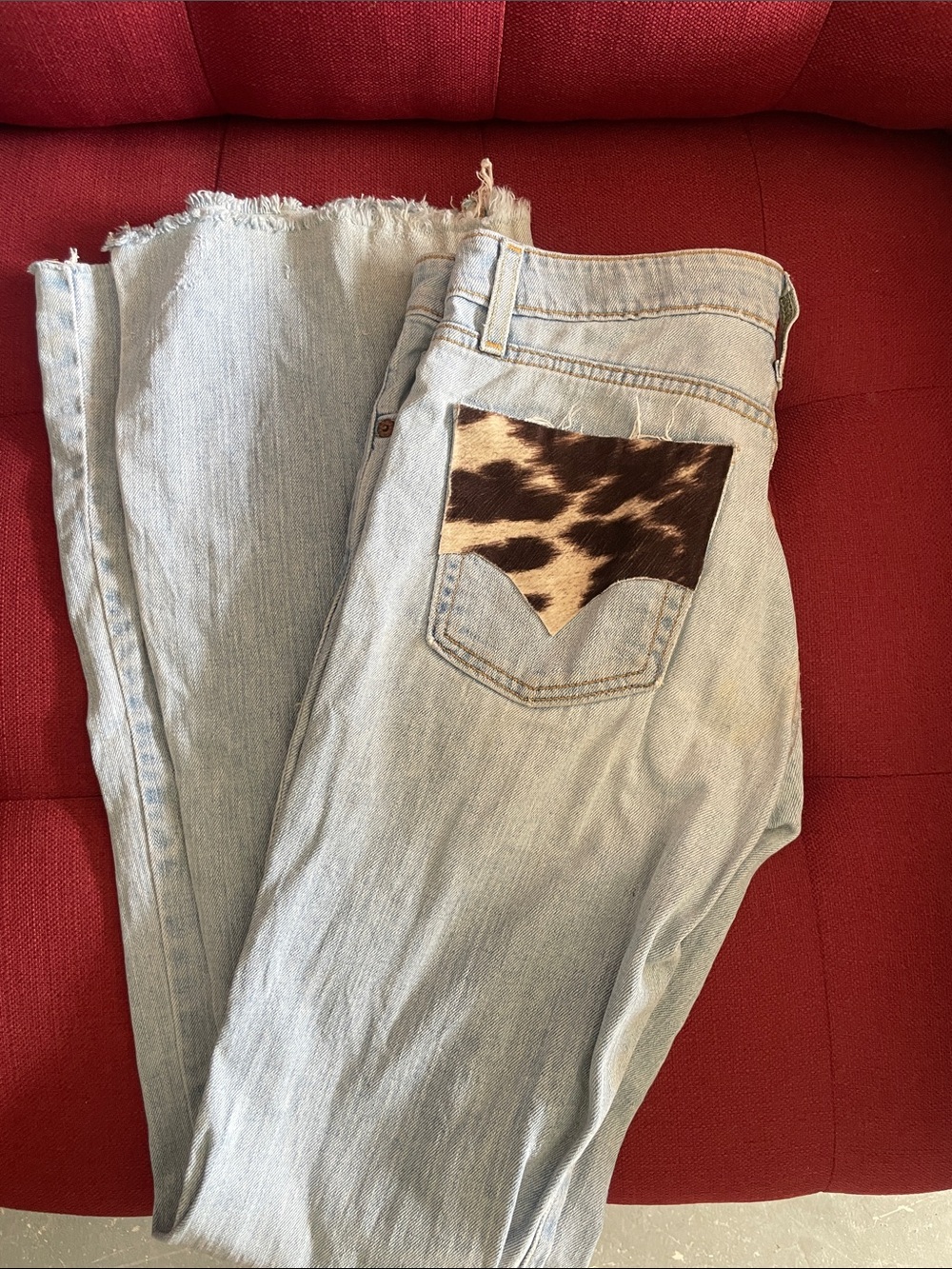 Levi's Light Blue Straight-Leg Jeans with Cowhide Pocket